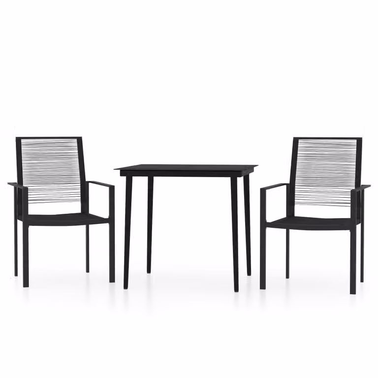 Set Mobili da Pranzo per Giardino 3 pz Nero