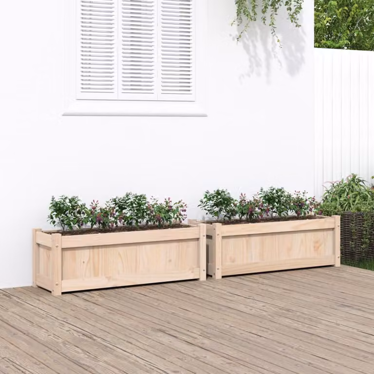 Set di 2 fioriere da giardino vidaXL in legno di pino color marrone e beige