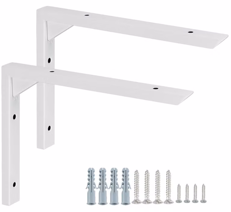 Solidchoice - 2 supporti a mensola da parete in acciaio inossidabile bianco, lunghezza 200 mm