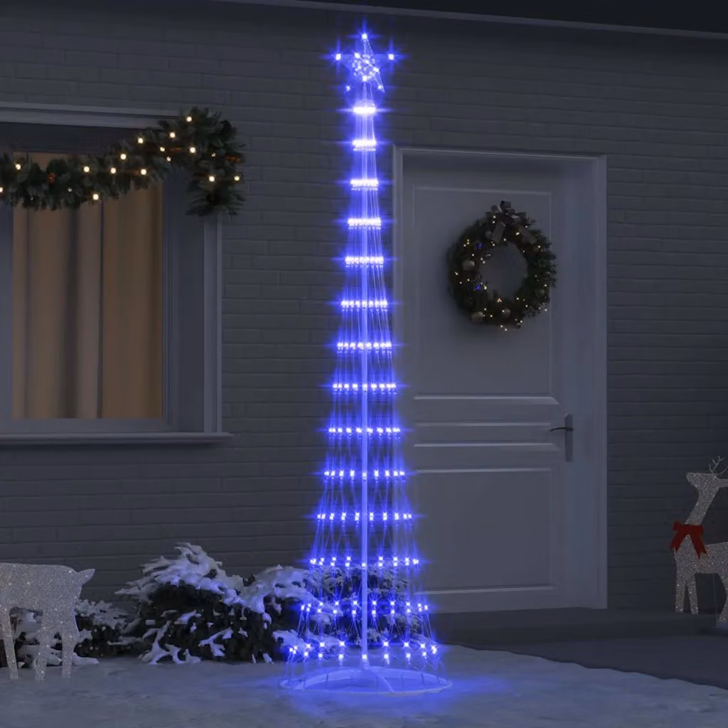 Albero di Natale LED blu vidaXL in metallo con effetto moderno, Altezza: 250 cm