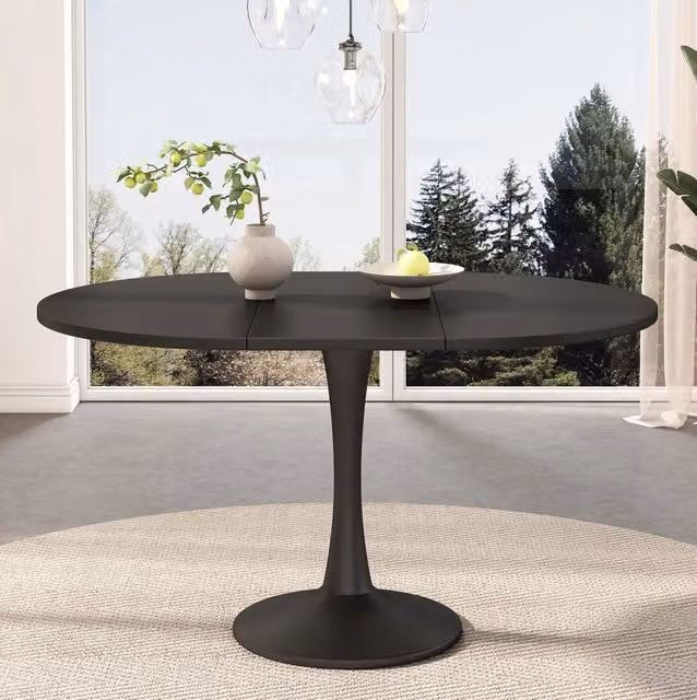 Tavolo da pranzo ovale estensibile 100/140x100x75 cm; MDF nero