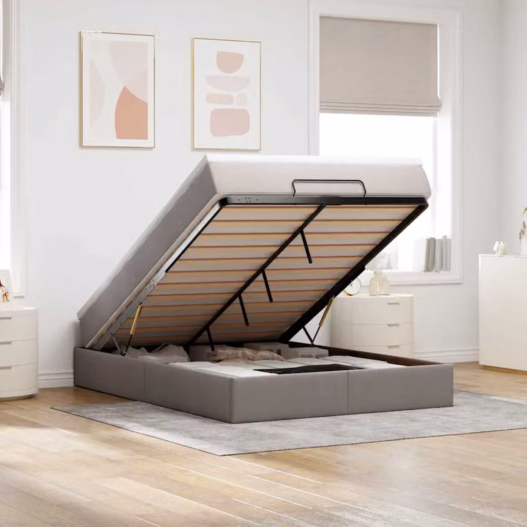 vidaXL Struttura Letto con Contenitore e Materasso in Tessuto, L/P/H: 140 x 200 x 23,5 cm