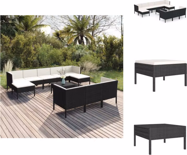 vidaXL set salotto da giardino 11 pezzi con cuscini in poly rattan nero - Set di mobili da giardino