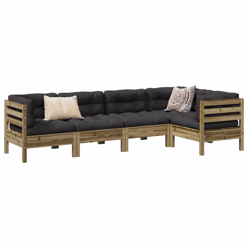 Maison Exclusive - Set da giardino composto da 5 pezzi con cuscini, in legno di pino trattato