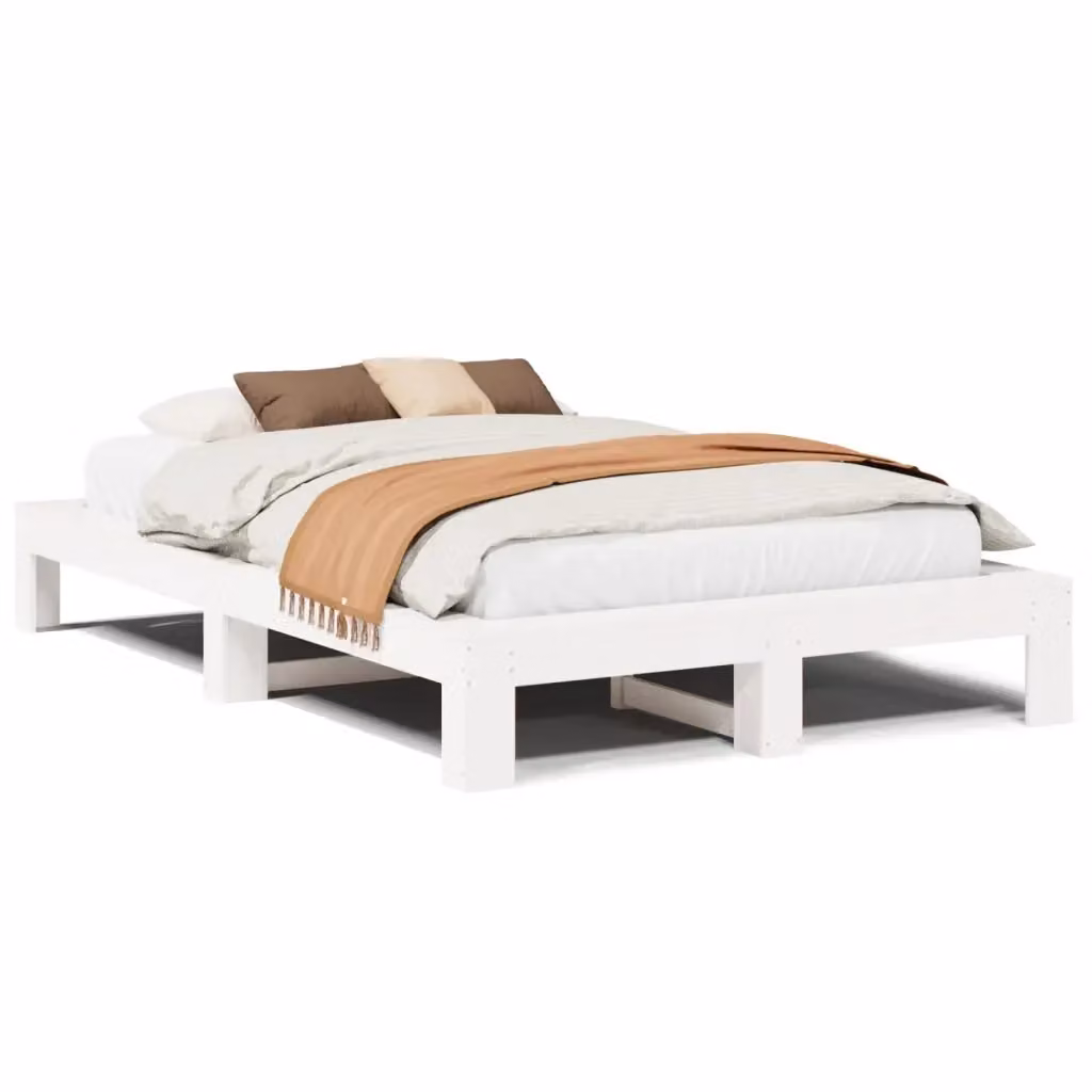 Letto senza materasso vidaXL in legno massello di pino bianco stile rustico L/P/H: 200 x 120 x 141,5 cm – 2