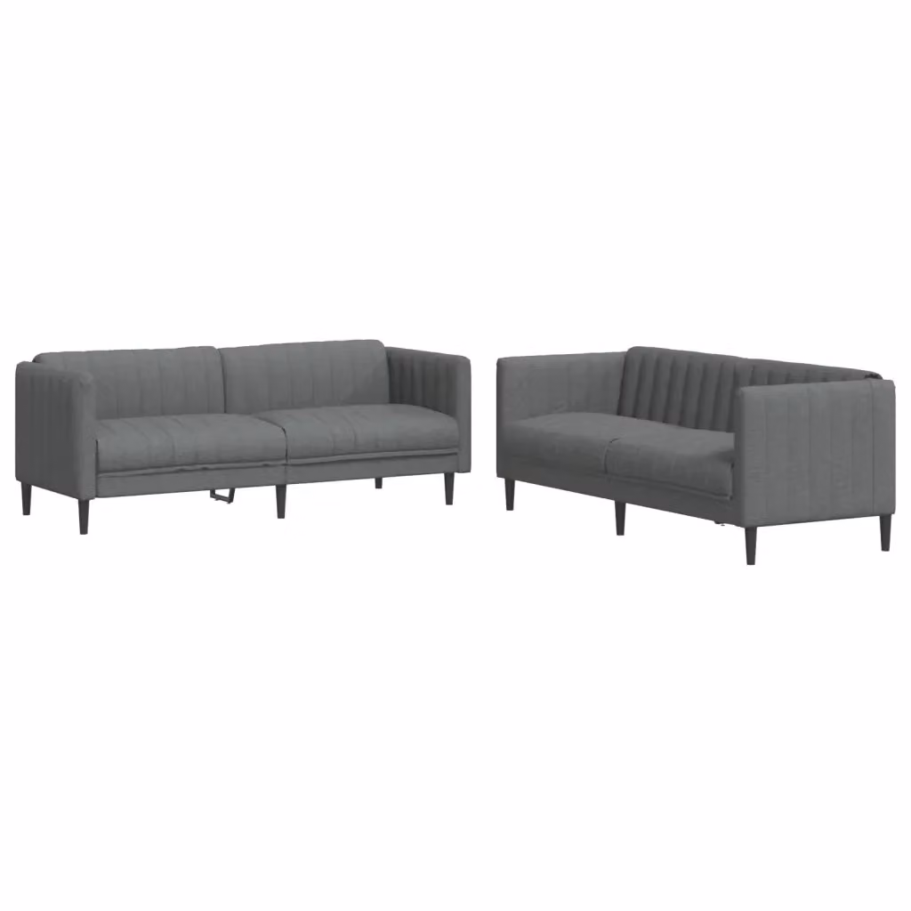 Set di divani vidaXL in tessuto grigio composto da un divano a 2 posti e un divano a 3 posti con design moderno e cuscini inclusi – 2