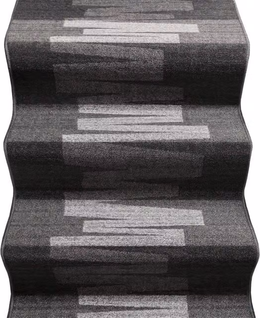 Passatoia EMMEVI MV Grigia con Motivo Zig Zag, Lavabile e Antiscivolo, Ideale per Ingresso, Corridoio o Cucina, L: 67 cm x P: 950 cm – 1
