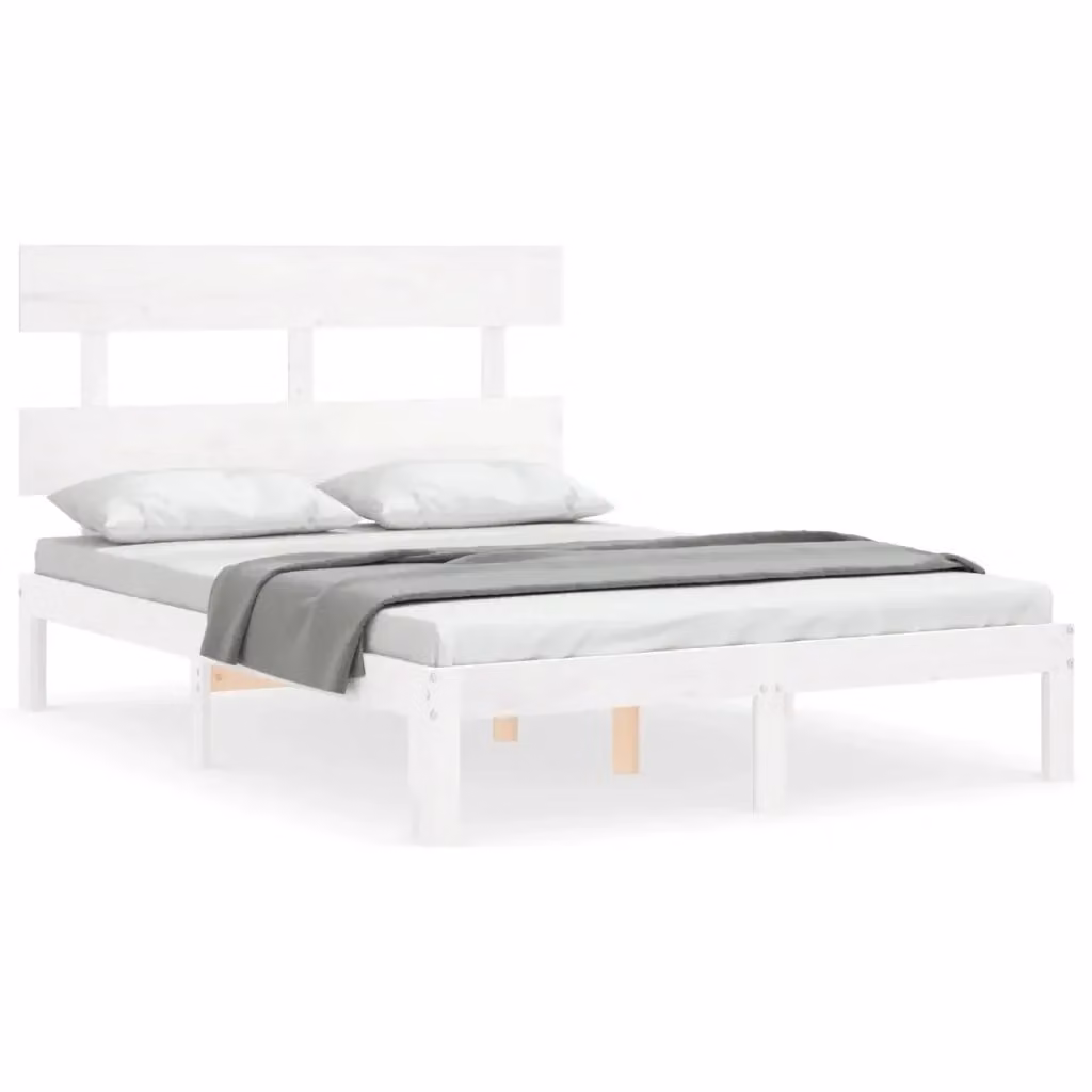 Letto con testiera vidaXL in legno massello di pino bianco L/P/H: 200 x 120 x 93,5 cm – 2