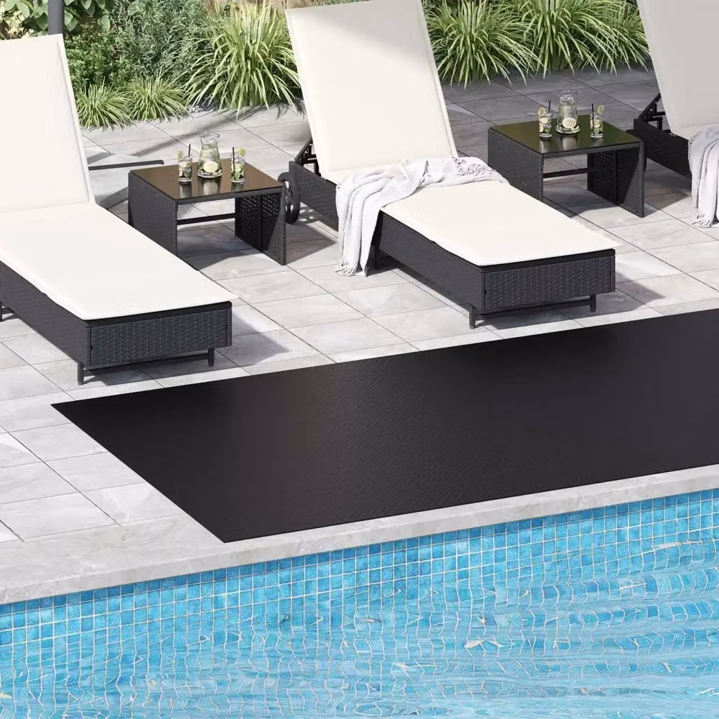 Tappeto rettangolare moderno DESIGN IN in gomma nero per giardino e terrazza L: 4 m, P: 1,5 m – 2
