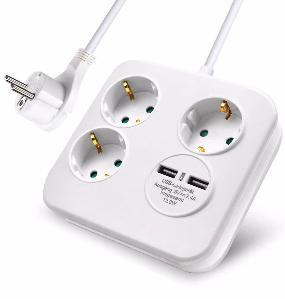 Ciabatta multipresa EXTRASTAR con 3 prese e 2 porte USB, lunghezza 1,5 metri, ideale per uso domestico