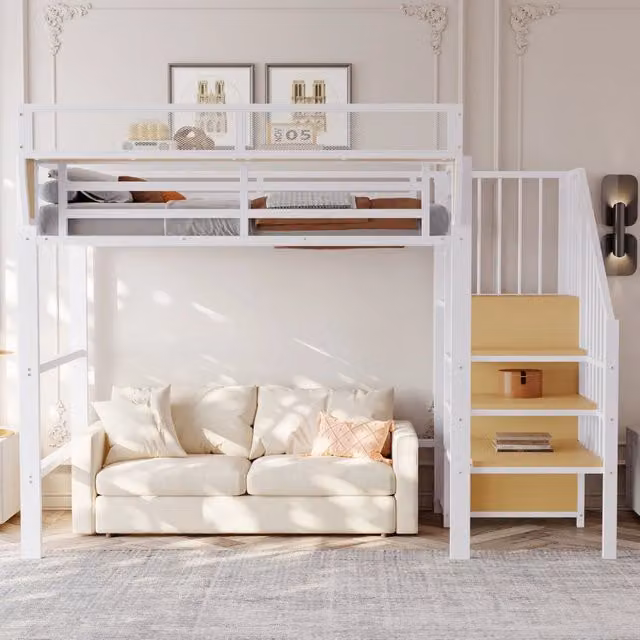 letto a castello metallo bianco 95 x 255 cm