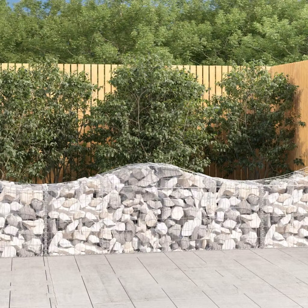 Set di 12 Cesti Gabbioni ad Arco vidaXL in Acciaio Zincato Grigio L: 200 cm, P: 50 cm, H: 60/80 cm