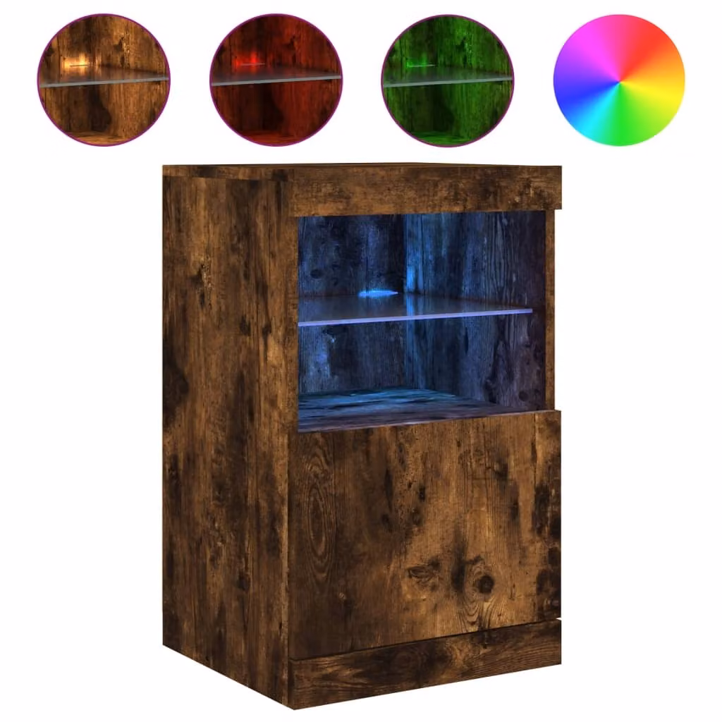 Credenza con Luci LED Rovere Fumo 41x37x67 cm