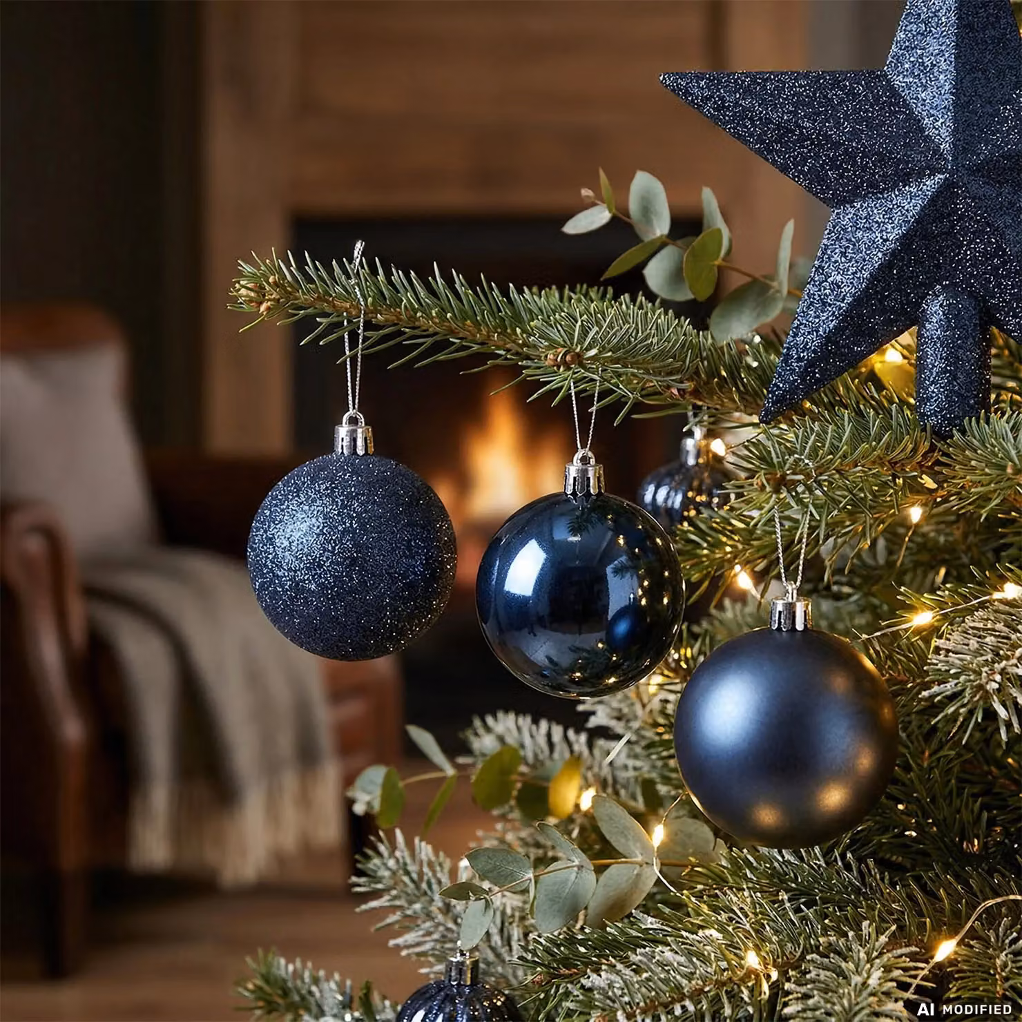 Vestiamo Casa Set di Decorazioni Natalizie Blu Moderno con Stelle e Palline, 18 Pezzi – 2