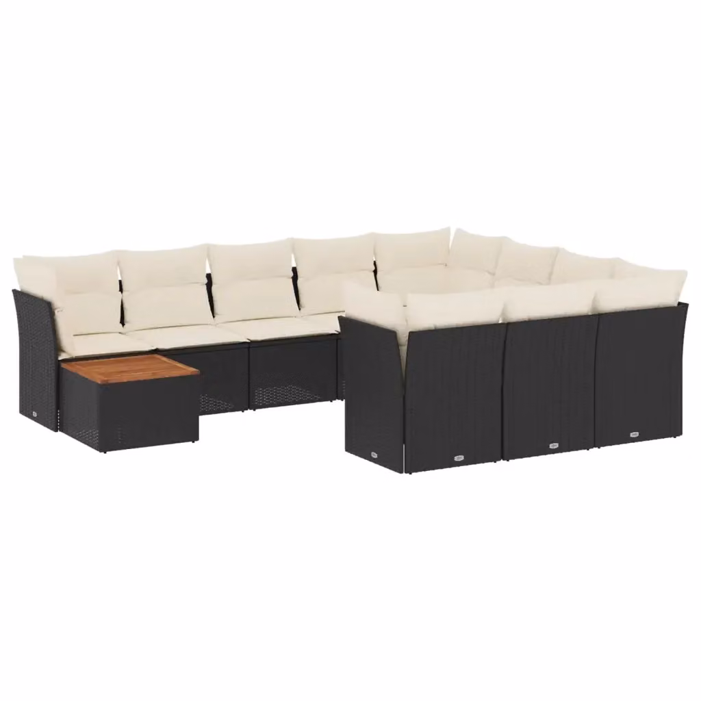 Set di divani da giardino VIDAXL in polyrattan nero con 11 pezzi e cuscini inclusi – 2