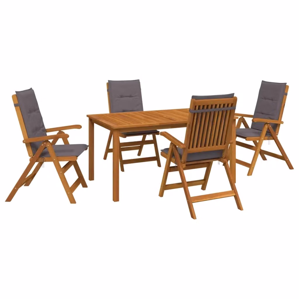 Set da pranzo da giardino vidaXL in legno di acacia color marrone e antracite, 5 pezzi – 2