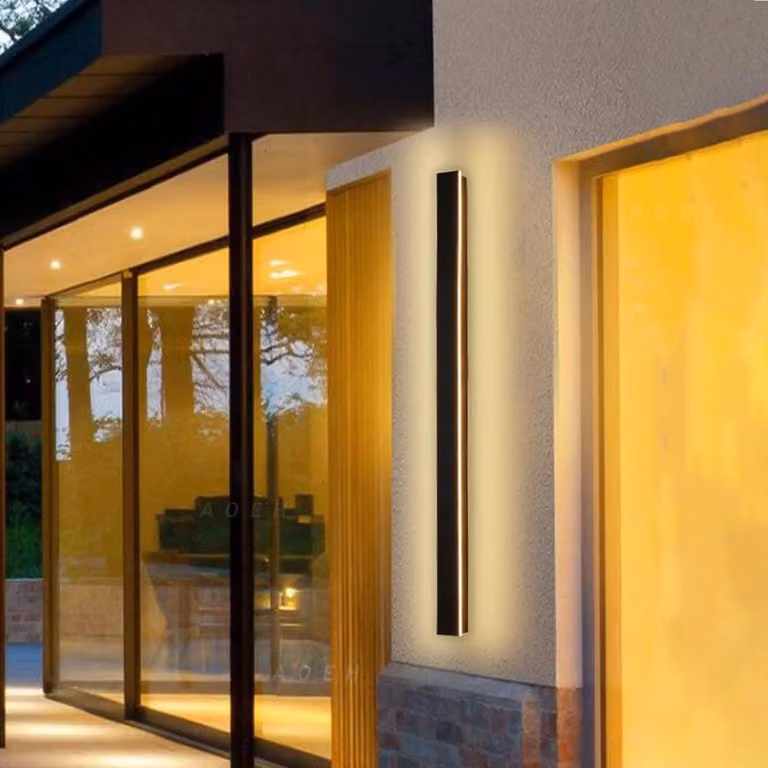 Lampada da parete a LED, stile villa, colore nero, illuminazione da parete, grado di protezione IP65, impermeabile, in alluminio, per uso interno ed esterno - 80 cm, 25W, luce calda