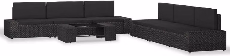 Maison Exclusive - Set da giardino da 7 pezzi in polyrattan nero