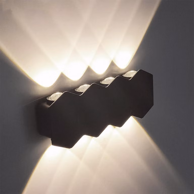 Lampada da parete a LED, grado di protezione IP65, colore nero, 4000 K, 1000 lumen, 8 W