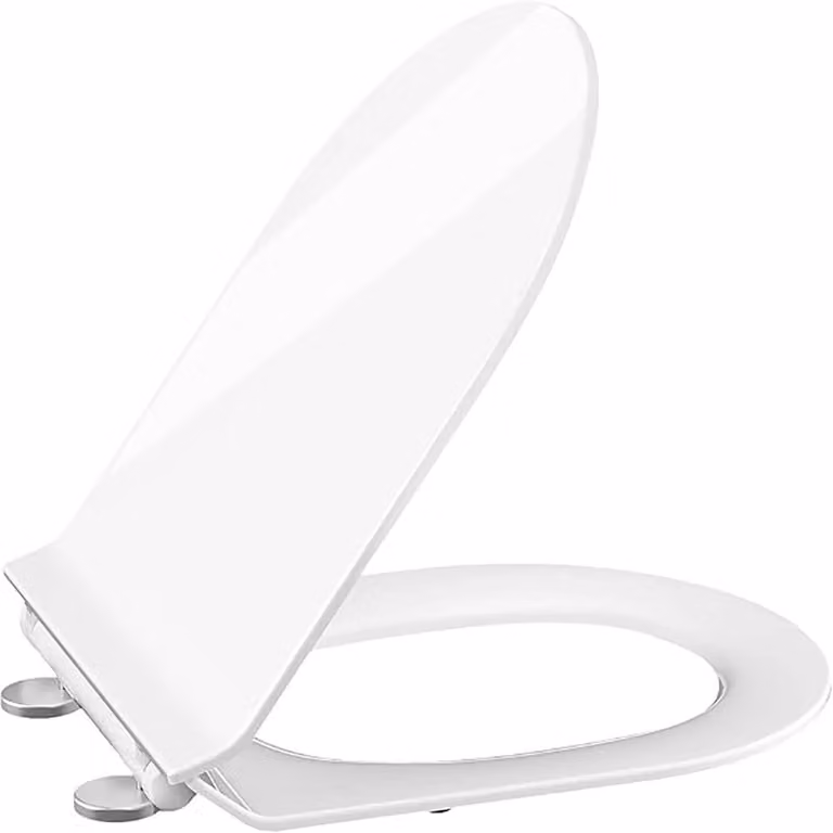 Sedile WC - Sedile a forma di D - Chiusura ammortizzata - Chiusura rapida - Cerniere regolabili - Duroplast UF a doppia parete