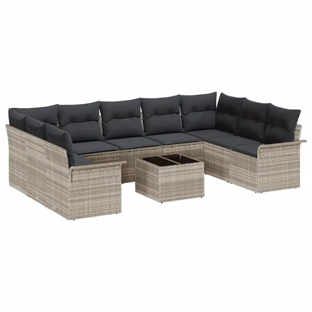 Set Divano da Giardino Moderno vidaXL in Polyrattan Grigio con 10 Pezzi e Cuscini Inclusi – 2