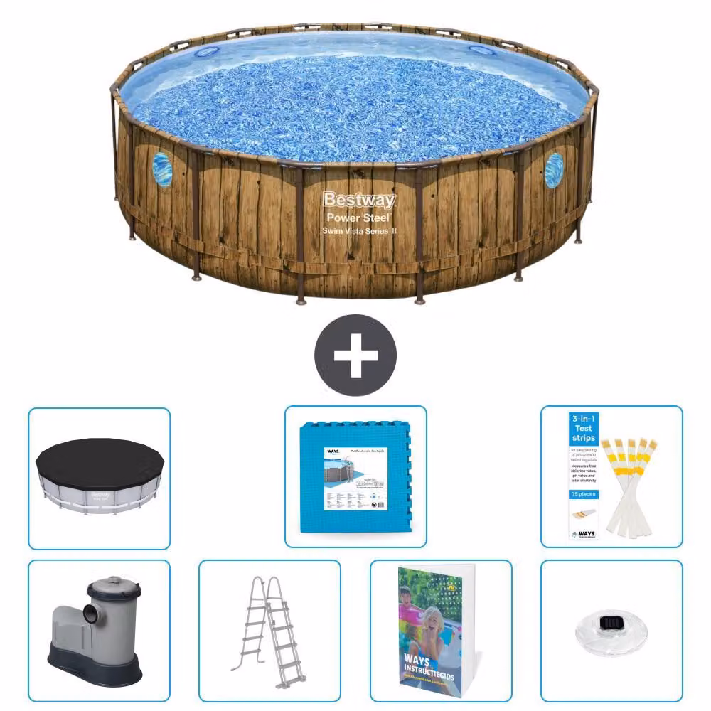 Bestway Power Steel, piscina rotonda - 488x122 cm - composta da 6 parti, modello S674