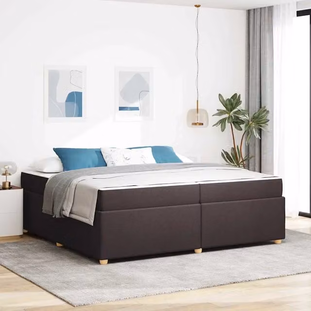 Struttura letto moderna vidaXL in tessuto e legno marrone e nero L/P/H: 200 x 182 x 66 cm – 1
