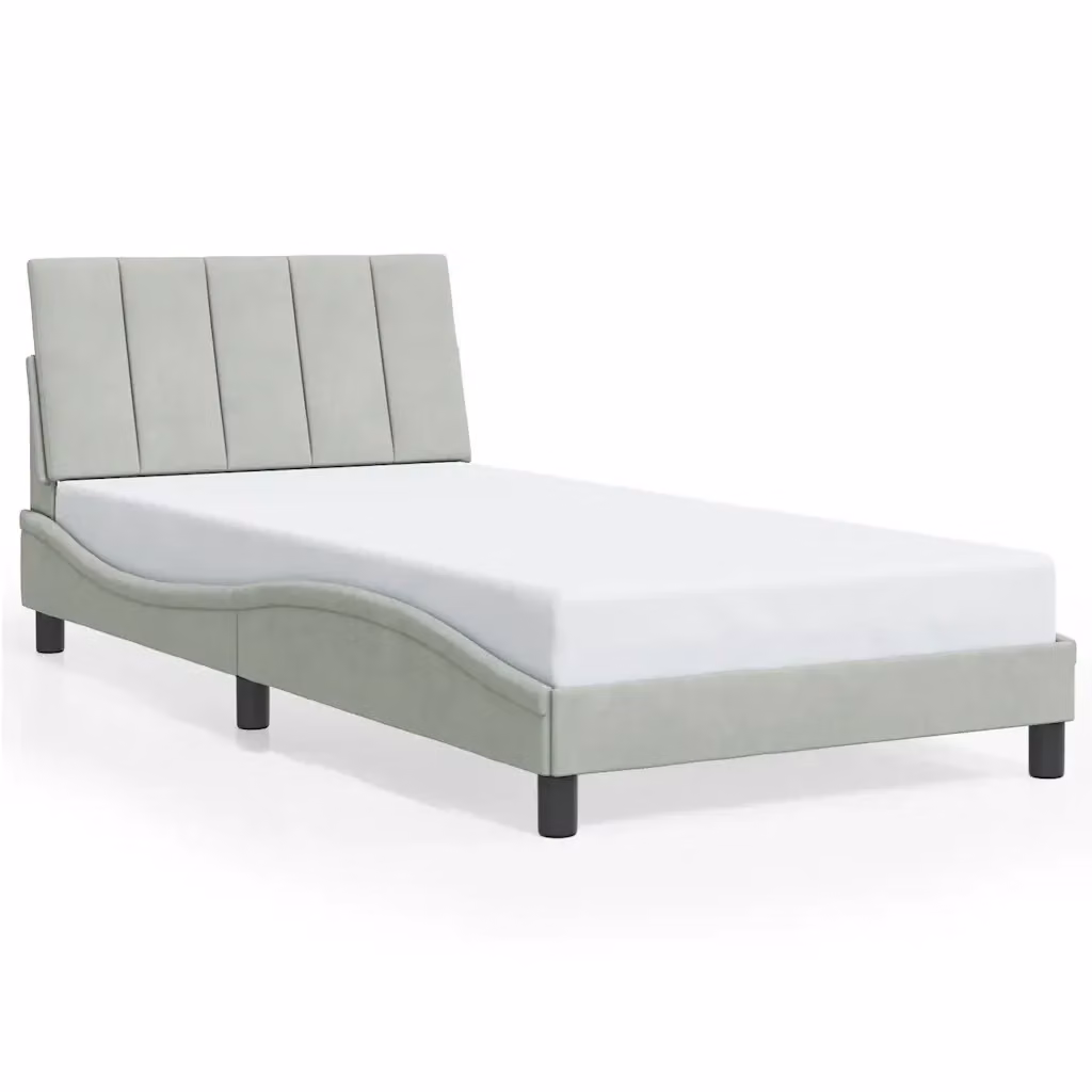 Giroletto senza materasso Hanko vidaXL in velluto grigio chiaro, L 100 x P 200 cm – 2