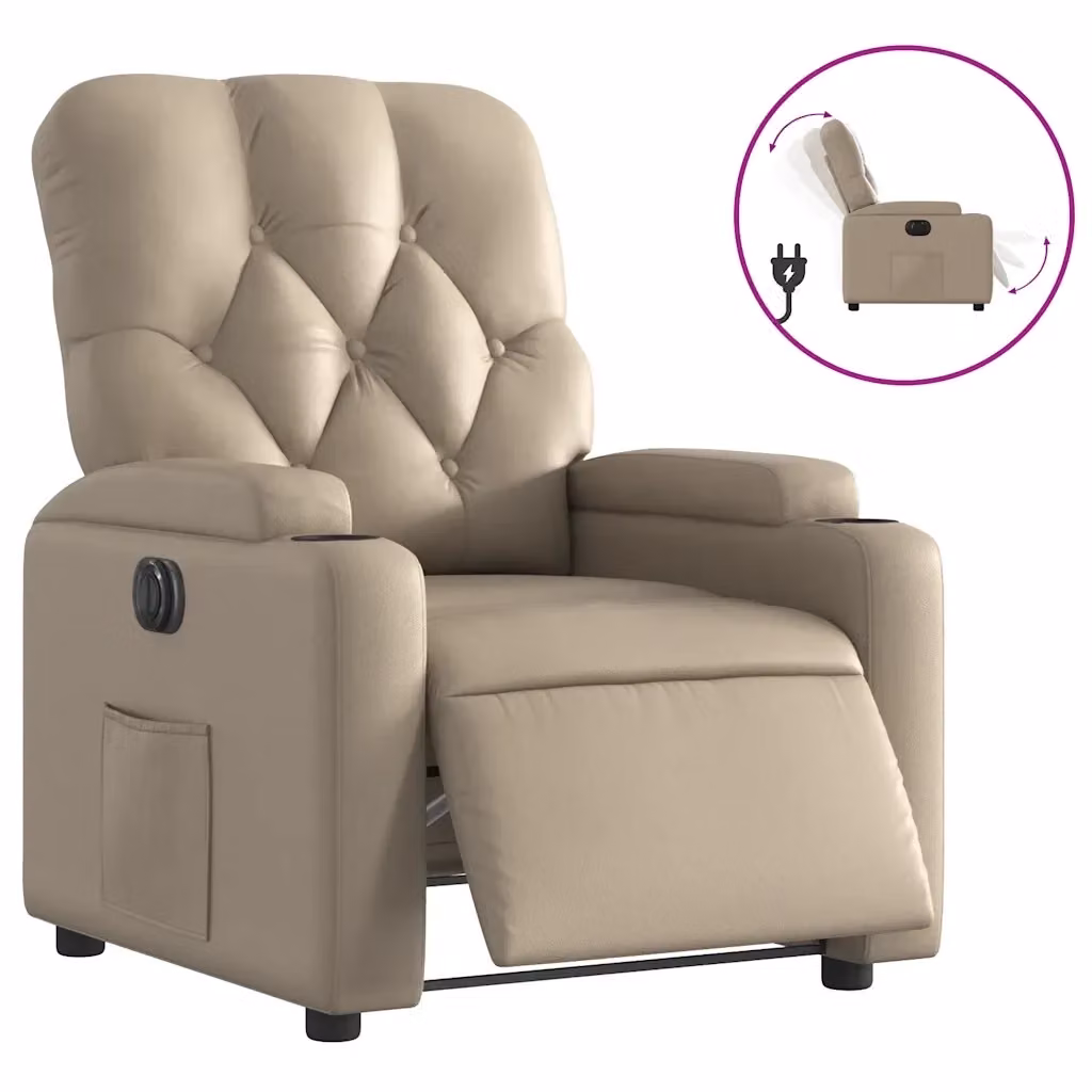 Poltrona Reclinabile Elettrica vidaXL in Similpelle Beige con Braccioli – 2