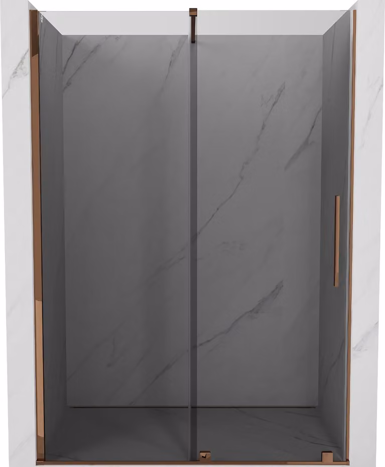 Mexen Velar porta doccia scorrevole 160 cm, grafite, oro rosa - 871-160-000-41-60