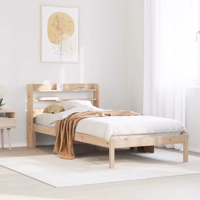 Letto senza materasso Design Mania in legno massello di pino marrone stile rustico L/P/H: 90 x 190 cm
