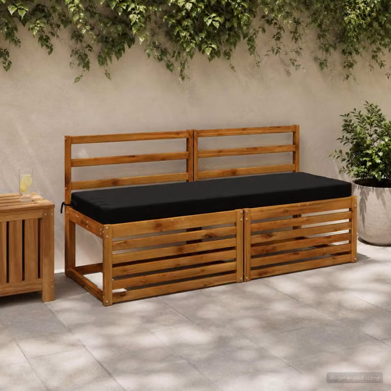 Set di 2 cuscini per panchina vidaXL in poliestere nero con imbottitura in schiuma e coperture lavabili