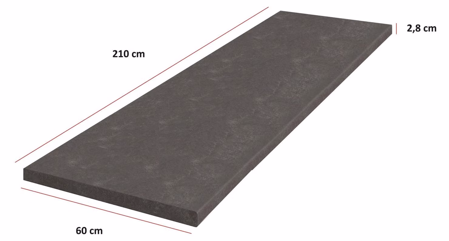 Piano di lavoro da cucina Metallic Brown 210 cm 28 mm, cucina a incasso Bianca Grey Rose