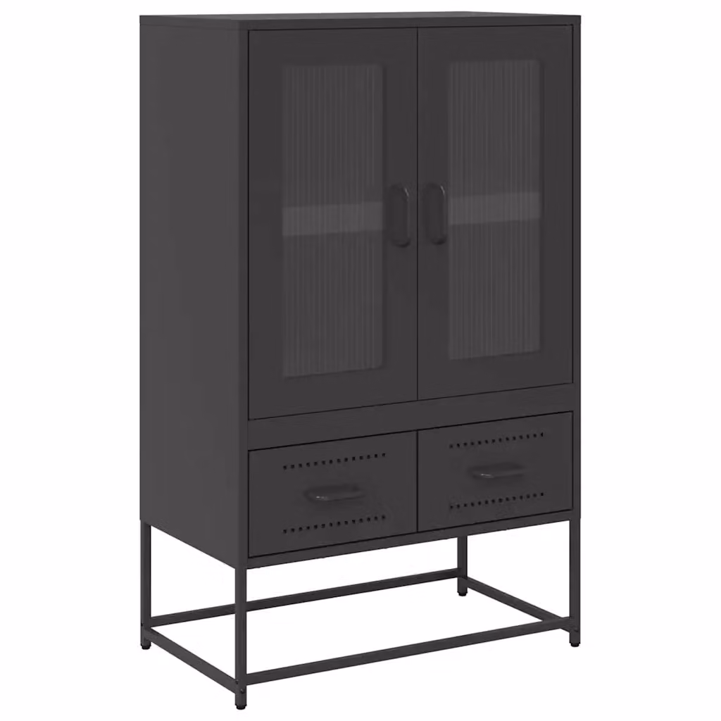Credenza moderna nera in metallo vidaXL L: 68 cm, P: 39 cm, H: 111,5 cm – 2