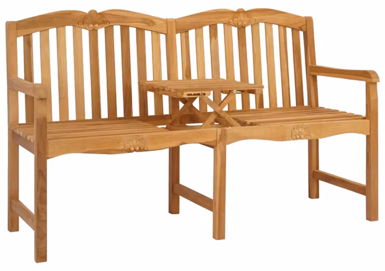 Panchina in legno intagliata a mano Naturale 155 x 60 x 94 cm