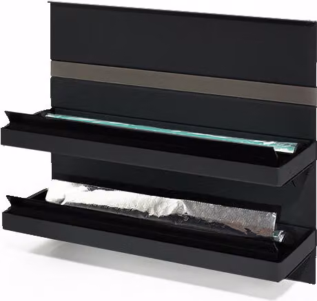 Porta rotoli Linero MosaiQ 350 x 110 x 300 mm nero opaco / distributore di fogli / sistema di ringhiere / Kesseböhmer