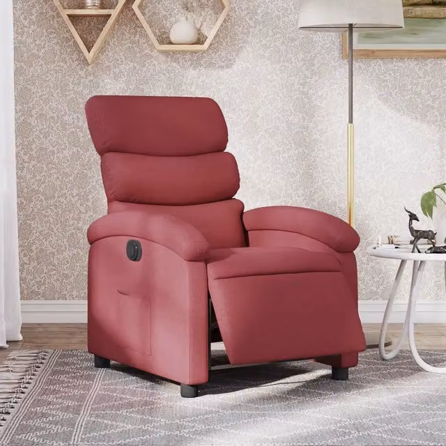 Poltrona elettrica reclinabile relax vidaXL in tessuto rosso con braccioli e funzione auto-return per il tuo soggiorno