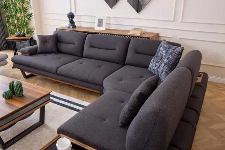Stil Ecksofa L-Form Grau Luxus in Wohnzimmer Designer Eckgarnitur Couchen