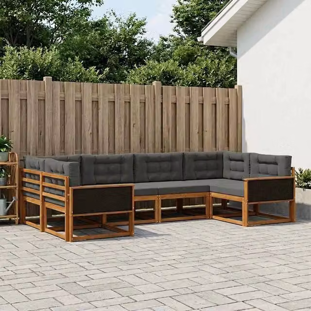 Set di divani da esterno 6 pz Naturale e Antracite 3382835
