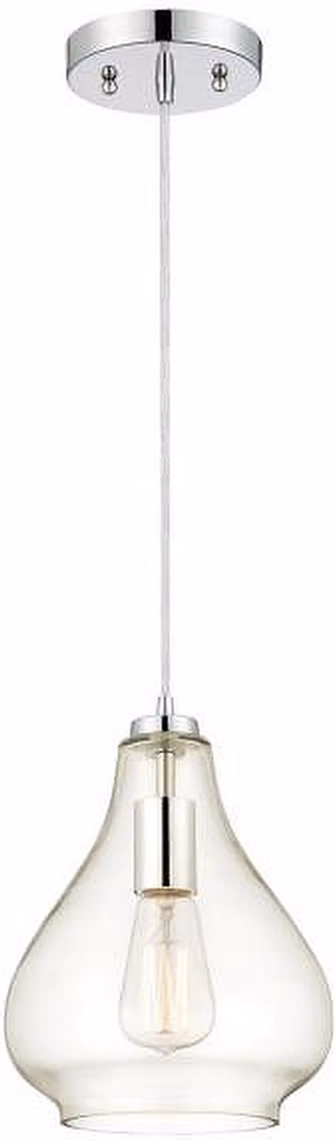 Lampada a sospensione cromata / vetro trasparente per 1 fonte luminosa