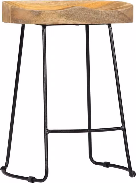 Set di 2 sgabelli da bar Gavin vidaXL in legno di mango e metallo stile industrial, colore marrone e nero
