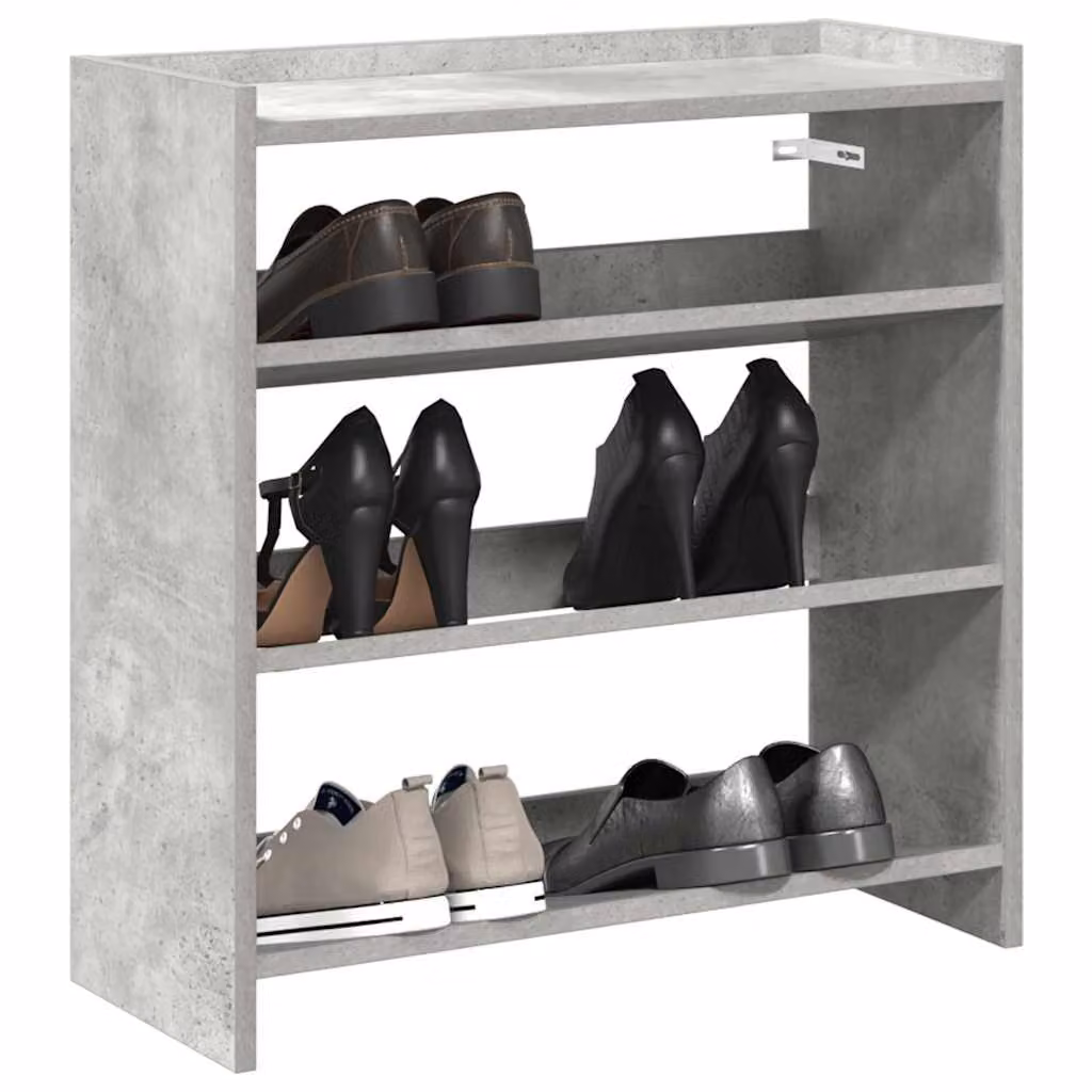 Scarpiera moderna vidaXL in legno grigio con ripiani piatti, da appendere al muro, L: 60 cm, P: 25 cm, H: 62 cm