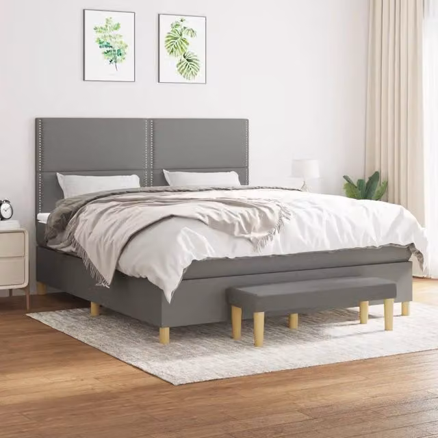 vidaXL Letto Ibrido con Materasso Grigio e Bianco L/P/H: 180 x 200 x 128 cm