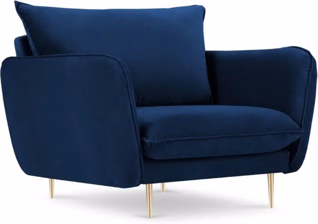 Poltrona Vienna Cosmopolitan Design in velluto blu con struttura in metallo – 1