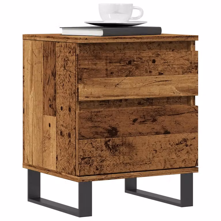 vidaXL Comodino in Legno e Metallo Marrone Classico L: 40 cm, P: 35 cm, H: 50 cm