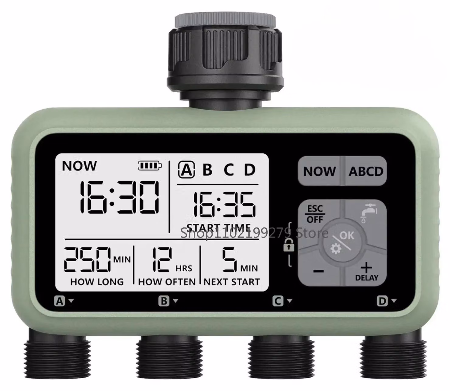Timer per irrigazione, con 4 uscite, controllo indipendente, conforme agli standard BS EU