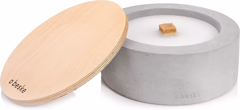 Focolare da tavolo in cemento, diametro 24 cm, sistema di stoppino ecologico, ideale per giardino e balcone