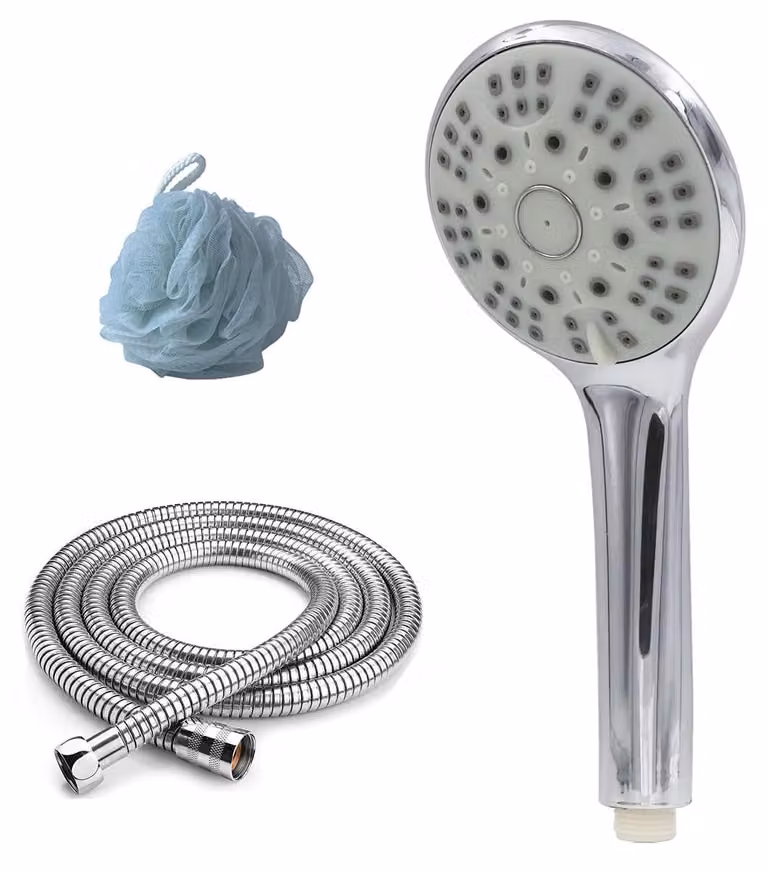 Set completo per doccia con 5 funzioni e tubo flessibile in acciaio inossidabile