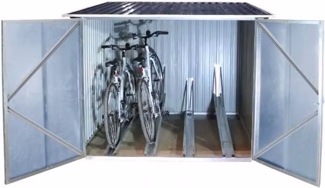 Box per biciclette in acciaio zincato Duramax, Grigio, L/P/H: 203 x 202 x 162 cm – 1