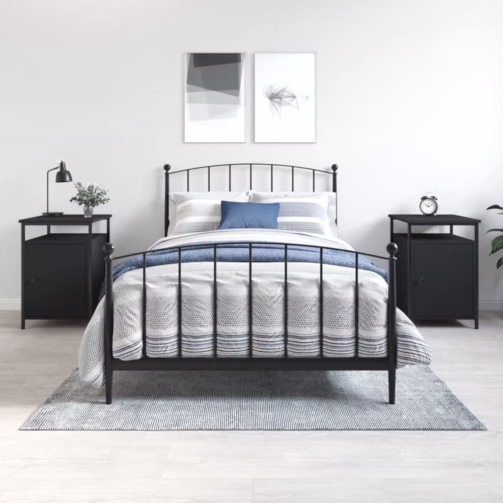 Set di 2 comodini moderni vidaXL neri in legno e metallo L/P/H: 40 x 42 x 60 cm